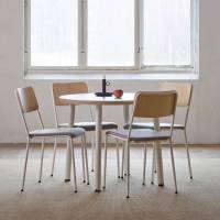 Kantinebord Ø90cm højde 72cm birk laminat på alu stel