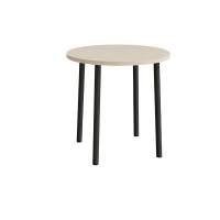 Rundt b&oslash;rnebord &Oslash;90cm i hvidpigmenteret eg laminat med sort stel, h&oslash;jde 90cm 