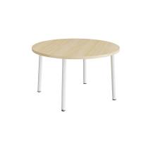 Rundt b&oslash;rnebord &Oslash;120cm i birk h&oslash;jtrykslaminat med hvidt stel, h&oslash;jde 72cm