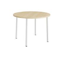 Rundt b&oslash;rnebord &Oslash;120cm i birk h&oslash;jtrykslaminat med hvidt stel, h&oslash;jde 90cm 