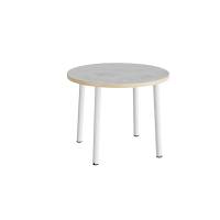 Rundt b&oslash;rnebord &Oslash;90cm i lys gr&aring; linoleum med hvidt stel, h&oslash;jde 72cm