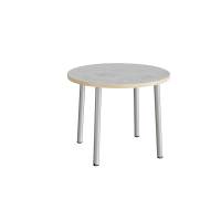 Kantinebord Ø90cm højde 72cm grå linoleum på alu stel