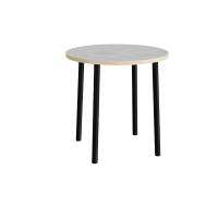 Kantinebord Ø90cm højde 90cm grå linoleum på sort stel