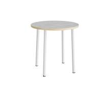 Kantinebord Ø90cm højde 90cm grå linoleum på hvidt stel