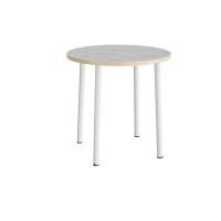 Kantinebord &Oslash;90cm h&oslash;jde 90cm gr&aring; linoleum p&aring; hvidt stel