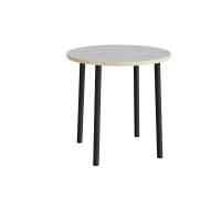 Rundt b&oslash;rnebord &Oslash;90cm i lys gr&aring; linoleum med sort stel, h&oslash;jde 90cm 