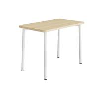 B&oslash;rnebord 120x70cm i lydd&aelig;mpende birk h&oslash;jtrykslaminat med hvidt stel, h&oslash;jde 90cm