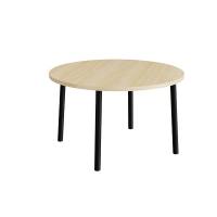 Rundt b&oslash;rnebord &Oslash;120cm i lydd&aelig;mpende birk laminat med sort stel, h&oslash;jde 72cm