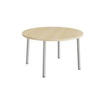 Rundt b&oslash;rnebord &Oslash;120cm i lydd&aelig;mpende birk laminat med alugr&aring;t stel, h&oslash;jde 72cm 
