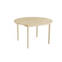 Rundt elevbord &Oslash;120cm i lydd&aelig;mpende birk laminat med massive birk ben, h&oslash;jde 72cm 