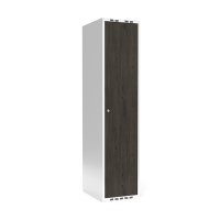 Garderobeskab 1x400mm med lige tag, dør i nocturne wood med cylinderlås