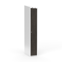 Garderobeskab 1x300mm med skråt tag, dør i nocturne wood med cylinderlås
