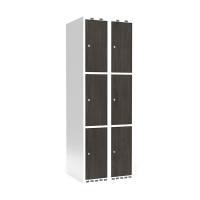 Garderobeskab 2x300mm, lige tag, 3 døre pr. søjle i nocturne wood med cylinderlås