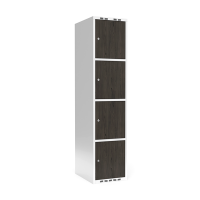 Garderobeskab 1x400mm med lige tag, 4 døre i nocturne wood med cylinderlås
