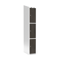 Garderobeskab 1x300mm med skråt tag, 3 døre i nocturne wood med cylinderlås