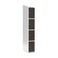 Garderobeskab 1x300mm med skråt tag, 4 døre i nocturne wood med cylinderlås