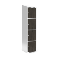 Garderobeskab 1x400mm med skråt tag, 4 døre i nocturne wood med cylinderlås