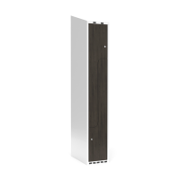 Garderobeskab 1x300mm med skråt tag, 2 delt Z-døre i nocturne wood med cylinderlåse