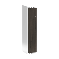 Garderobeskab 1x400mm med skråt tag, 2 delt Z-døre i nocturne wood med cylinderlåse
