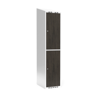 Garderobeskab 1x400mm med skråt tag, 2 døre i nocturne wood med cylinderlås
