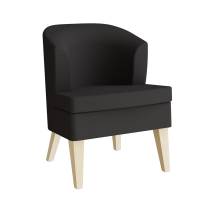 L&aelig;nestol Halvan i sort tekstil med ben i massiv birk