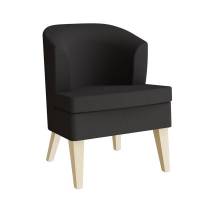 L&aelig;nestol Halvan i sort tekstil med ben i massiv birk