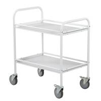 Serveringsvogn 2 hylder med slingrekanter, kapacitet 150 kg, hvid