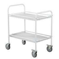 Serveringsvogn 2 hylder med slingrekanter, kapacitet 150 kg, hvid