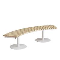 Cirkum siddebænk 60° buet i birk laminat med hvidt stel