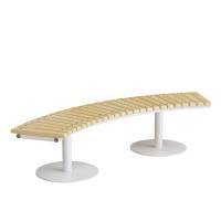 Cirkum siddebænk 60° buet i massiv eg med hvidt stel