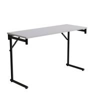 Klapbord Silhuett 120x45cm med gr&aring; HPL bordplade, sort stel