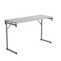 Klapbord Silhuett 120x45cm med gr&aring; HPL bordplade, s&oslash;lv stel