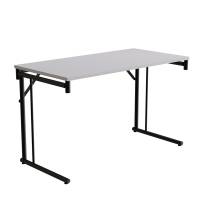 Klapbord Silhuett 120x60cm med gr&aring; HPL bordplade, sort stel