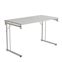 Klapbord Silhuett 120x60cm med hvid HPL bordplade, hvidt stel