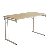 Klapbord Silhuett 120x60cm med birk HPL bordplade, hvidt stel