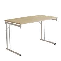 Klapbord Silhuett 120x60cm med birk HPL bordplade, hvidt stel