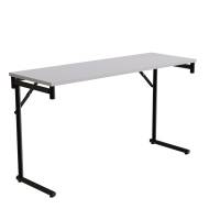 Klapbord Silhuett 130x45cm med gr&aring; HPL bordplade, sort stel