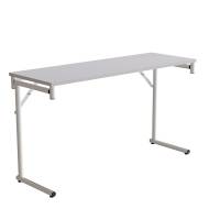 Klapbord Silhuett 130x45cm med gr&aring; HPL bordplade, hvidt stel