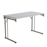 Klapbord Silhuett 120x60cm med gr&aring; HPL bordplade, s&oslash;lv stel