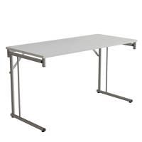 Klapbord Silhuett 130x60cm med hvid HPL bordplade, sølv stel