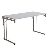 Klapbord Silhuett 130x60cm med gr&aring; HPL bordplade, s&oslash;lv stel