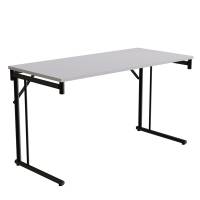 Klapbord Silhuett 130x60cm med gr&aring; HPL bordplade, sort stel