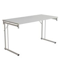 Klapbord Silhuett 130x60cm med hvid HPL bordplade, hvidt stel