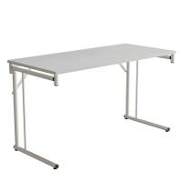 Klapbord Silhuett 130x60cm med hvid HPL bordplade, hvidt stel