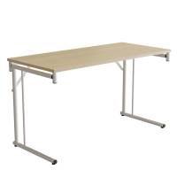 Klapbord Silhuett 130x60cm med birk HPL bordplade, hvidt stel