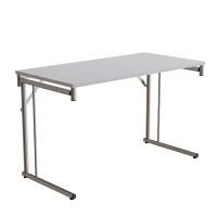 Klapbord Silhuett 120x60cm med gr&aring; HPL bordplade, krom stel