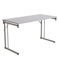 Klapbord Silhuett 130x60cm med gr&aring; HPL bordplade, krom stel