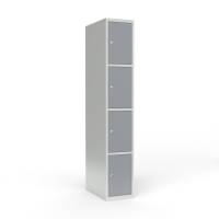 Skoleskab i st&aring;l med 4 rum, lige tag og cylinderl&aring;s 30x55x175cm gr&aring;