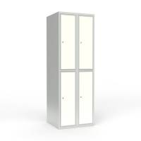 Skoleskab 60x55x175cm, 4 rum, lige tag, hvide d&oslash;re, cylinderl&aring;se