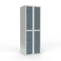 Skoleskab 60x55x175cm, 4 rum, lige tag, sorte døre, cylinderlåse